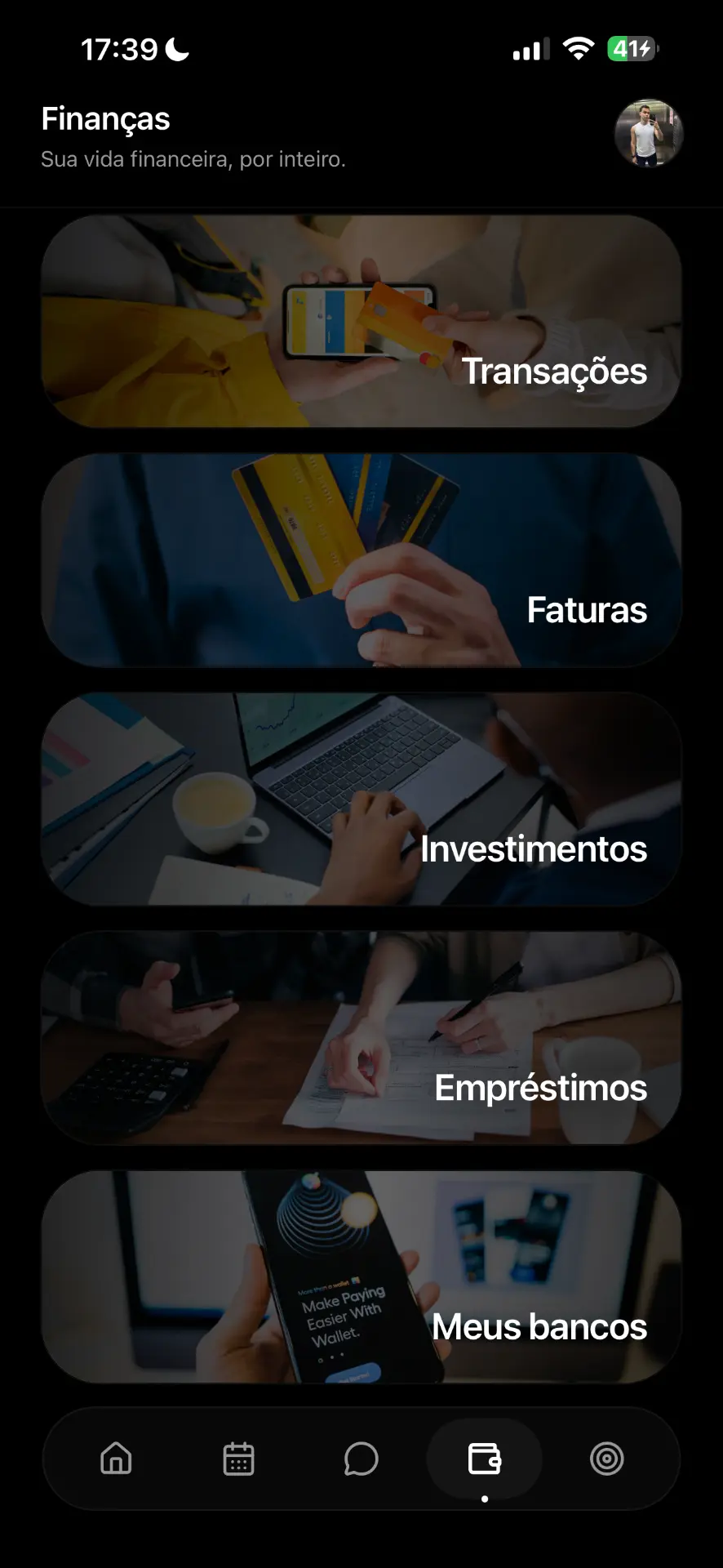 Tela de finanças do Duke